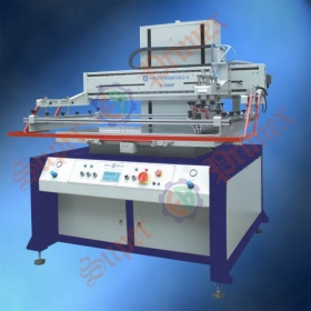 Pneumatic large flat screen printer with vacuum table