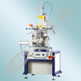 Pneumatic hot stamping machine with profile modeling and rubber roller